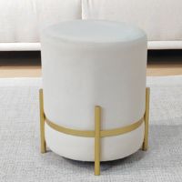 Bailey personnalisé pouf velours personnalisé tapissé repose-pieds chaise repose-pieds rond tabouret avec pied en métal doré pouf