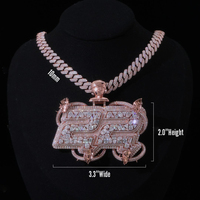 Pendentif personnalisé pour homme avec double numéro 22 en or rose, argent sterling 925, diamant Moissanite VVS, chaîne cubaine à maillons lettres sertie de diamants