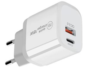Cargador de Viaje de Alta Calidad con Doble Puerto USB+Tipo-C de 20W para Móviles iPhone - Product Image 2