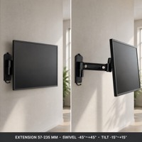 Support mural pour téléviseur DMP LCD2601 à mouvement complet, support pour moniteur VESA 200x200, 17-37 pouces, pivotant, inclinable, extension en aluminium