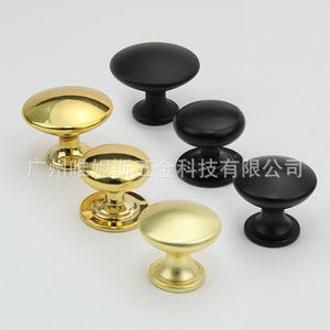 Cabinet Door Handles Round <b>Single</b> Hole Zinc Alloy Minimalist Style Gold Black Anti Fall Off Installation <b>Wardrobe</b> Furniture - Product Image 3