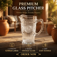 Pichet élégant vintage en verre sodocalcique gaufré, carafe à eau et jus, 1250 ml (42 oz), pour usage domestique, prix promotionnel