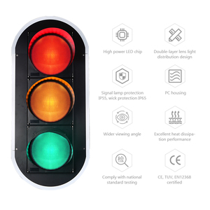 Feu de signalisation <span class=keywords><strong>LED</strong></span> haute puissance avec lentille rouge jaune vert <span class=keywords><strong>300mm</strong></span> IP 65 <span class=keywords><strong>3</strong></span> ans de garantie en plastique PC