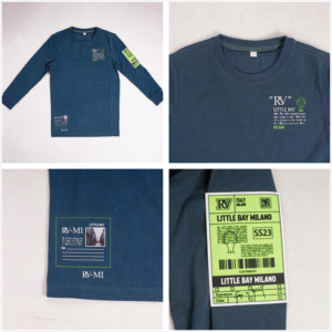 T-shirt à manches longues de luxe, fabrication de qualité supérieure |   Coton peigné bleu denim unique |   Roi de la technologie d'impression |   Marque privée d'influenceurs - Product Image 2
