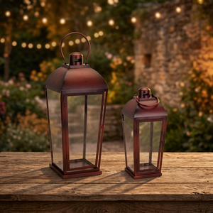 Linterna de metal de acero inoxidable con acabado en polvo de tacto suave y aterciopelado, duradera para uso en el hogar, patio y jardín. - Product Image 1