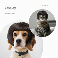 Perruque personnalisée grande taille pour animaux de compagnie – Perruque à franges pour chiens et chats, coupe bob avec design qui laisse les oreilles apparentes, idéale pour les fêtes et le cosplay