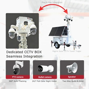 PTZ Kamera Güvenlik Sistemi Mobil Güneş Enerjili <span class=keywords><strong>CCTV</strong></span> Kulesi, Entegre <span class=keywords><strong>CCTV</strong></span> Kutusu ve LFP Depolama ile Şantiye Güvenliği için - Product Image 2