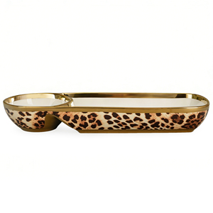 Assiettes de service en porcelaine, bois et céramique, motif léopard, pour chips et trempettes, fournisseur d'usine en gros - Product Image 4