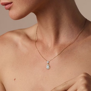 Factory Direct Sale 14k Gold Filled Pear Cut Vvs Gra Moissanite Jewelry Elegant Water Drops Necklace for Women - Product Image 2