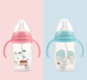 Bouteille de lait 220ML Cartoon Design Baby Mama Bouteille d'eau transparente en plastique - Product Image 3