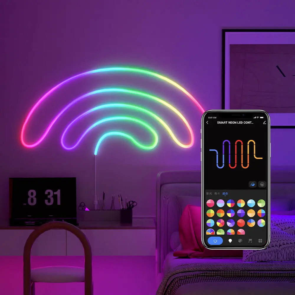 Striscia di corda al Neon in Silicone Banqcn luce 3M 5M RGBIC fune luci con telecomando a infrarossi per la decorazione