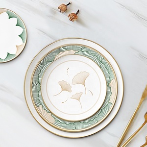 Hot Sale Luxury Bone China <b>Dinnerware</b> Sets Elegant Gold Rim Charger Plates with Round Pattern Wedding Table Decorations - Product Image 1