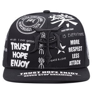 Hip Hop Trendy Cotton Embroidered Chinese <b>Flat</b> Hats 6 Panels Black White Printing Baseball <b>Cap</b> for Unisex Women <b>Men</b> - Product Image 2