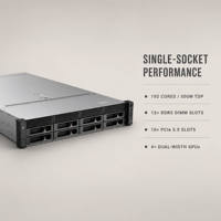 Serveur 2U 2158H V8 AMD EPYC 9005 192 cœurs, socket unique, DDR5 6400MT, PCIe Gen5 NVMe, GPU pour inférence IA