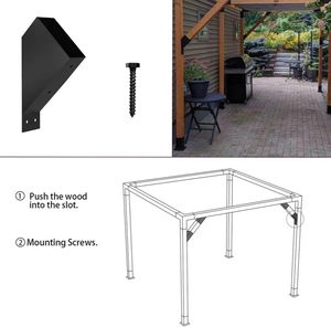 Kit de pergola d'<span class=keywords><strong>angle</strong></span> en acier avec support d'<span class=keywords><strong>angle</strong></span> à 45 degrés pour l'installation DIY des kits de toit de gazebo - Product Image 3