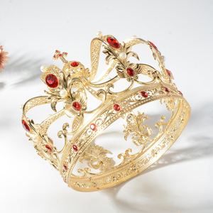 Grande <span class=keywords><strong>Couronne</strong></span> Nuptiale Baroque Plaqué <span class=keywords><strong>Or</strong></span>, Style Cour Royale Rétro <span class=keywords><strong>en</strong></span> Alliage, pour Mariage, Fiançailles, Bal <span class=keywords><strong>de</strong></span> Promo, Couronnement, Décoration et Anniversaire - Product Image 2