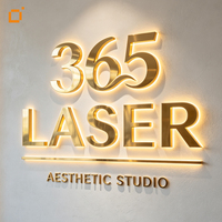 Enseigne lumineuse 3D personnalisée en acier inoxydable avec rétroéclairage LED, effet halo, pour devanture de magasin, logo de boutique, enseigne de bureau