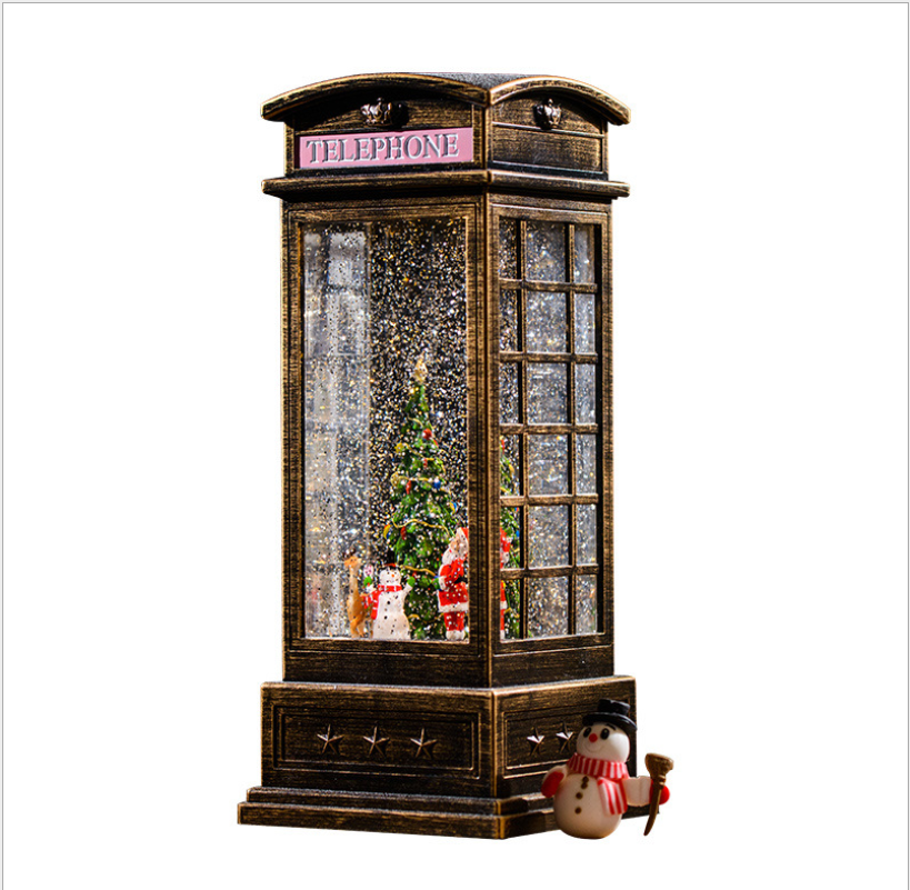 Водяная вращающаяся телефонная будка, украшение на Хэллоуин, светлый снежный шар