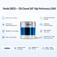 Hesai Pandar128 LiDAR de Largo Alcance 200m, Campo de Visión de 360°, Resolución Configurable de 40° Vertical para Conducción Autónoma, Ferrocarril y Minería