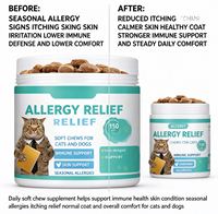 Friandises à Mâcher Douces pour Animaux de Compagnie Contre les Allergies au Chat et au Chien, Soutien Immunitaire, Peau, Allergies Saisonnières, Soulagement des Démangeaisons, Supplément Probiotique Oméga 3 pour Animaux