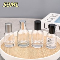 Vente flash : Flacons de parfum personnalisés Labo 30 ml, 50 ml, 100 ml, flacons de parfum ronds en verre, vaporisateur de parfum unique avec couvercle en bois argenté noir