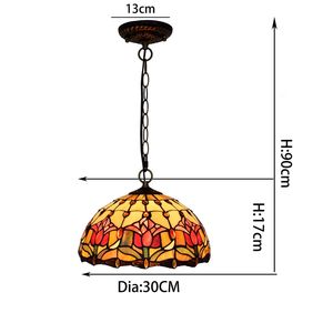 Candelabro <span class=keywords><strong>de</strong></span> tulipán <span class=keywords><strong>de</strong></span> jardín, lámpara colgante <span class=keywords><strong>de</strong></span> <span class=keywords><strong>cristal</strong></span> tintado, estilo americano, moderno, 30CM, <span class=keywords><strong>para</strong></span> cocina, dormitorio, mesita <span class=keywords><strong>de</strong></span> noche, Bar, iluminación Tiffany - Product Image 5