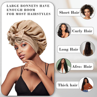 5 pièces/boîte cadeau, logos personnalisés, bonnet en satin élégant pour femmes avec bande à nouer pour dormir, bonnets pour cheveux bouclés, tresses