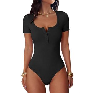 Body de Mujer FOXA de Manga Corta, Cuello Redondo, Tejido Acanalado, Camiseta Básica Suave, Atuendo de Verano - Product Image 1