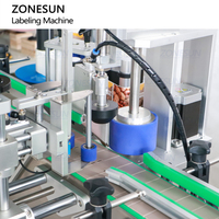 Machine d'étiquetage latérale et inférieure de bouteilles de pots ronds d'autocollant automatique vertical de ZONESUN ZS-TB822Y