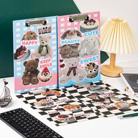 Carpeta de Archivos de Plástico Creativa con Diseño de Animales Kawaii para Papel A4, para la Escuela y la Oficina, para Niñas