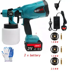 21v Electric Cordless High Pressure Hvlp Spray Gun With Battery And Charger Electric Paint Power Sprayer Gun For Home Interior