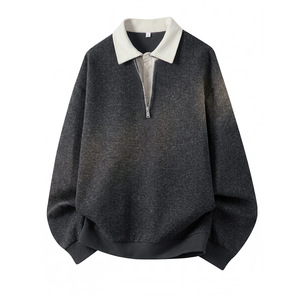 Sweat à capuche col montant en laine épaisse de qualité supérieure pour homme, style vintage, effet deux-pièces, zippé, collection automne 2026 - Product Image 1