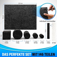 Offres Spéciales allemand 146 Pack de patins en feutre gris foncé 4 mm d'épaisseur coussinets en feutre auto-adhésifs pour meubles pour pieds de chaise