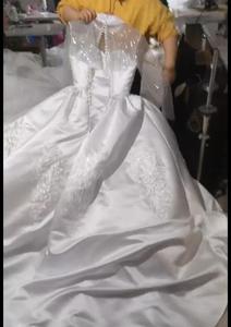 2023 Dubai árabe cuello alto satén vestido de novia vestidos de novia cristales brillantes con cuentas de talla grande vestidos de novia de manga larga - Product Image 5