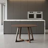 Table de salle à manger, table basse, table de poker, console, table d'appoint, table de thé, en bois massif, ronde, 120 cm, couleur noyer américain, style moderne STG Custom