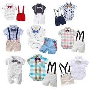 Ensembles de vêtements pour bébé garçon, vêtements pour nouveau-né, hauts à manches courtes + <span class=keywords><strong>salopette</strong></span>, 2 pièces, tenues d'été pour bébé - Product Image 5