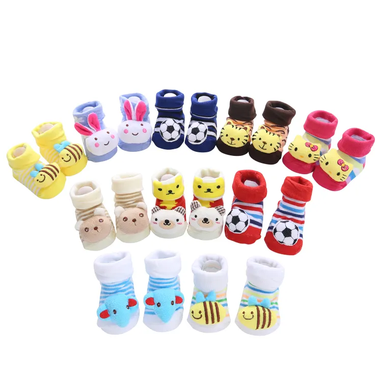 Venta al por mayor diseño mixto anti-slip algodón calcetines de bebé