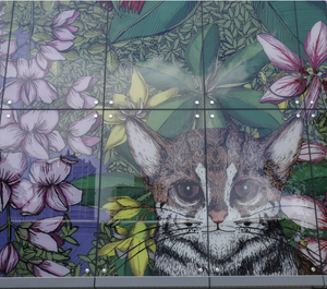 Verre artistique en céramique imprimé sur mesure, motif floral, verre sérigraphié pour la décoration des façades de bâtiments et des murs-rideaux - Product Image 3