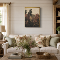 Peinture vintage de jardin de fleurs, motif de fleurs de genciane, impressionniste, sur toile encadrée, grande taille, moderne, décorative, pour la maison ou le bureau