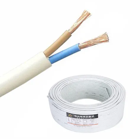 Cable de cobre Flexible redondo RVV, 300/500V, 2 núcleos, 1,5 mm2, 2,5 mm2, cables eléctricos blancos con aislamiento de PVC