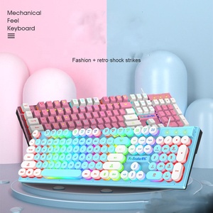 K-rắn K4 RGB <span class=keywords><strong>lit</strong></span> cơ khí chơi game Bàn phím 104 phím USB có dây Punk máy tính xách tay/PC Combo cho game thủ kết thúc màu đen - Product Image 2