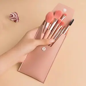 Profissional 8pcs Portable Mini Size Travel Makeup Brush Set com PU Bag