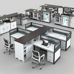 Mesa de oficina blanca de madera moderna Mesa de personal comercial Estación DE TRABAJO modular Cajón Gabinete alto Escritorios de oficina modulares para 3 4 personas - Product Image 6