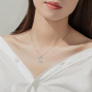 Kalung Perak Sterling S925 Bintang dan Bulan Baru, Kalung Liontin Batu Kaca Planet Trendi Bergaya Mewah. - Product Image 4