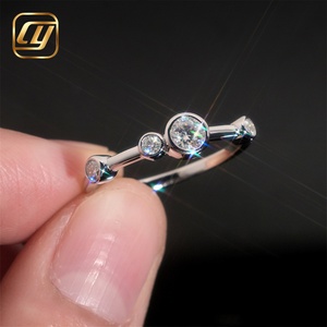 Women's Rhodium <b>Plate</b> Diamond <b>Ring</b> Round Brilliant Cut Minimalist Engagement Jewelry Lab Grown Diamonds <b>Ring</b> Classic Gift Unisex - Product Image 1