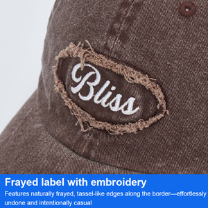 Wholesale Custom Vintage Embroidered Washed Cotton Frayed Khaki Adjustable Unisex Baseball Cap Sports Caps <b>Sun</b> <b>Hat</b> for Women <b>Men</b> - Product Image 3