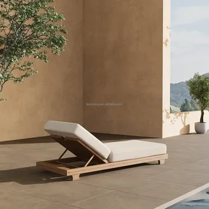 سرير للشمس والشاطئ من خشب الساج في الهواء الطلق من موديلات فييرلي الحديثة، كراسي سطح الحديقة، كرسي حمام سباحة، كرسي استرخاء
