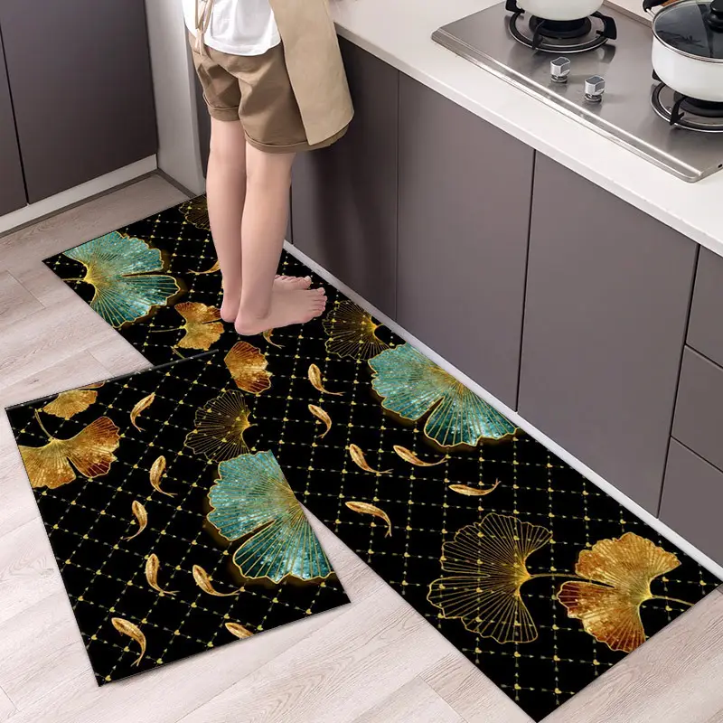 Cheap Customize Yiwu Non Anti Slip 3d Printed Kitchen Heat Resistant Floor Carpet Rug And Mat Set 2in1