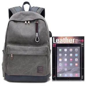 Sac à dos pour ordinateur portable avec chargement USB, style moderne pour lycéens, sac en toile tendance pour hommes et femmes, pour les voyages en plein air - Product Image 1