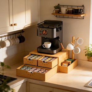 Organizador de Madera con Diseño de Árbol - Soporte de 2 Niveles para 80 Cápsulas de Café y 60 Bolsitas de Té - Product Image 5